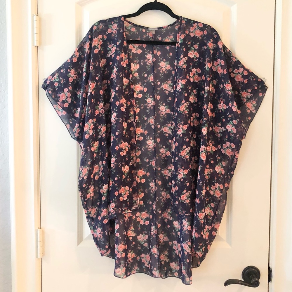 Charlotte Russe Sheer Floral Kimono Cover-Up - Cottagecore Boho Duster